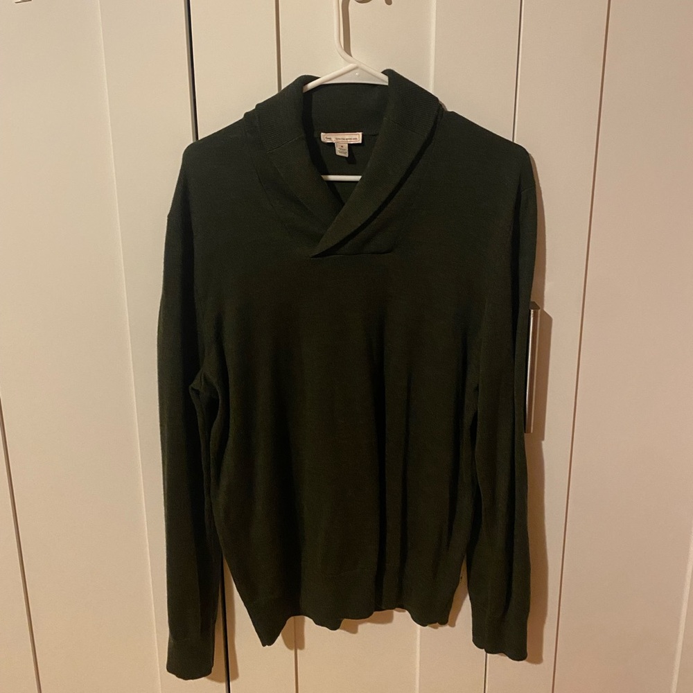 GAP Classic 100% Merino Wool Deep Green Cowl Neck Sweater